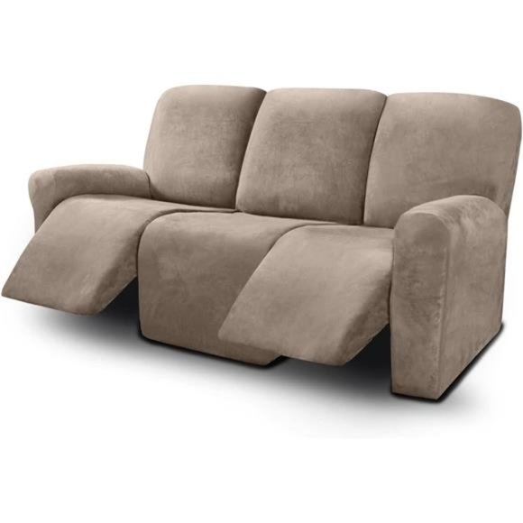 Velvet 8-Pieces Recliner Sofa Covers Stretch Reclining Couch Covers 3 Cushion